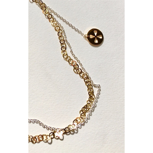 Silver and Gold Graduated Charm Symbol Necklace