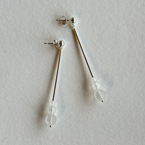 Quartz Silver Rod Earrings