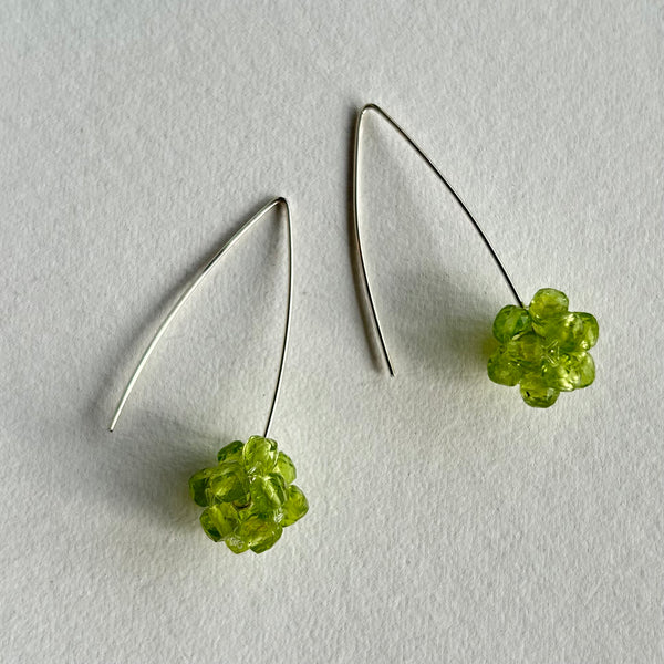 Silver Peridot Cluster Earrings