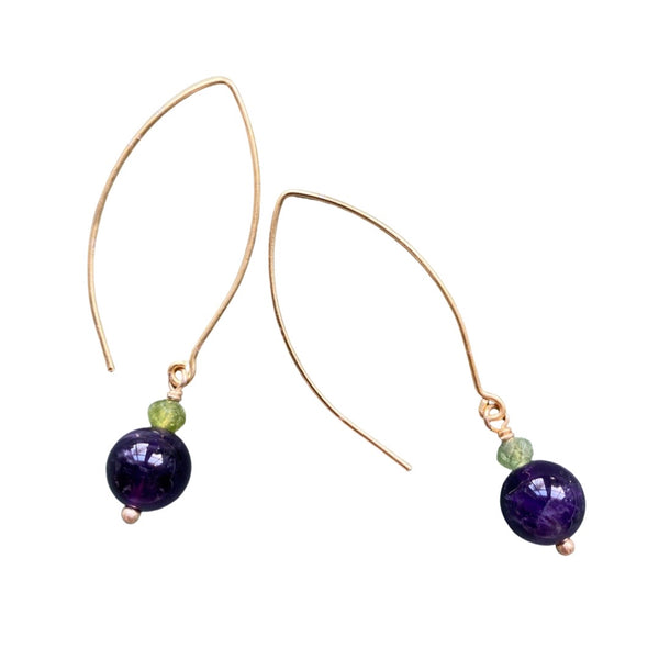 Amethyst and Green Garnet Earrings
