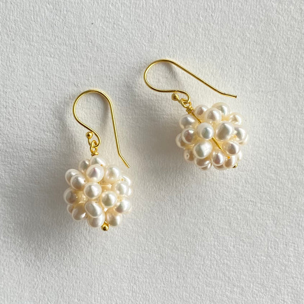 Gold Lace Ball Earrings