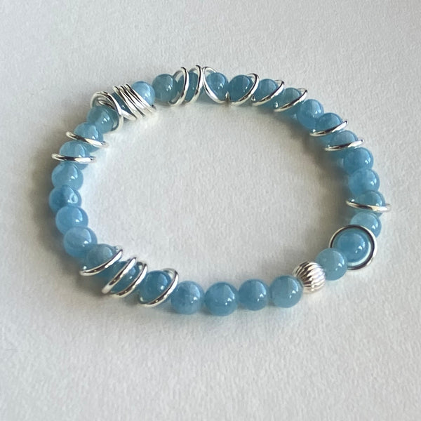 Aquamarine - Floating Silver Ring Bracelet