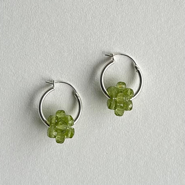 Bella Peridot Silver Hoop Earrings