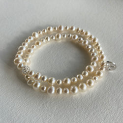 Pearl Wrap Charm Bracelet - Silver