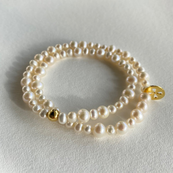 Pearl Wrap Charm Bracelet - Gold