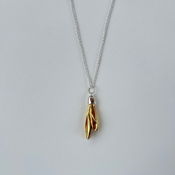Kowhai Flower Pendant gold with Sterling Silver Chain