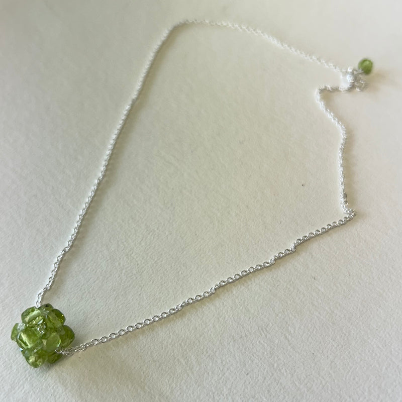 Olivia Silver Peridot Cluster Necklace 42cm