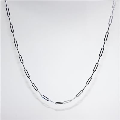 Silver chain necklace on a light gray background
