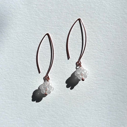 Quartz cluster earrings with rose gold long hook
