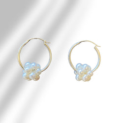 Lace Pearl Hoop Earrings