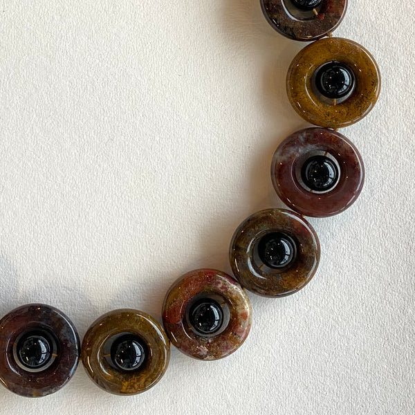 Pietersite and Onyx Ring Necklace