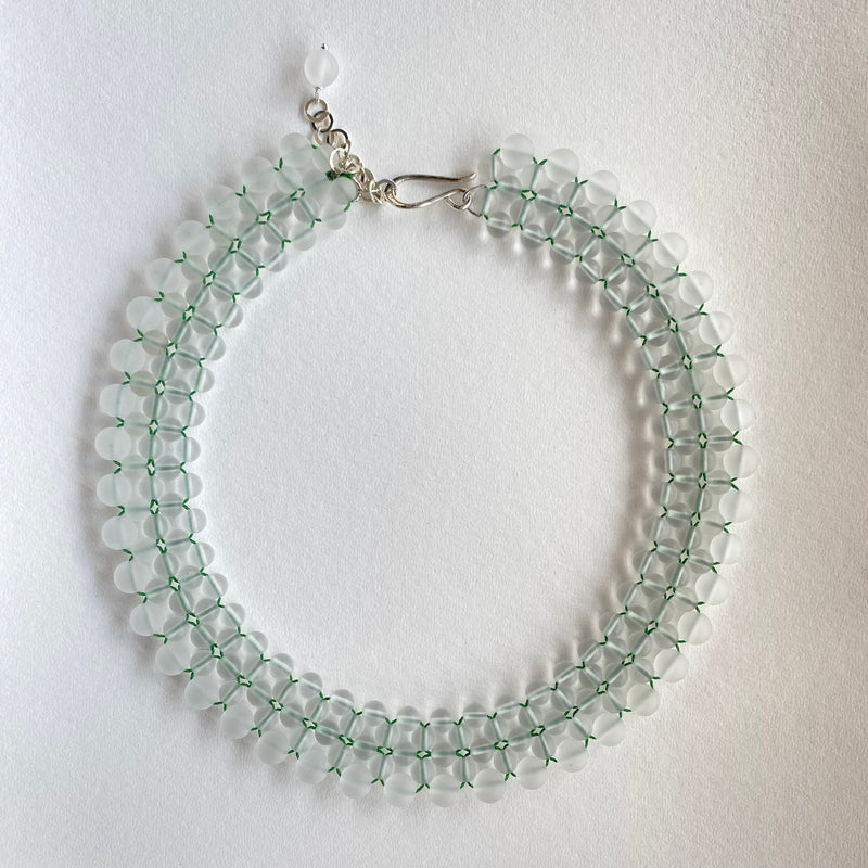 Frosted Quartz Green Lace Choker