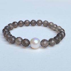 Serenity Pearl Bracelet- Grey Agate