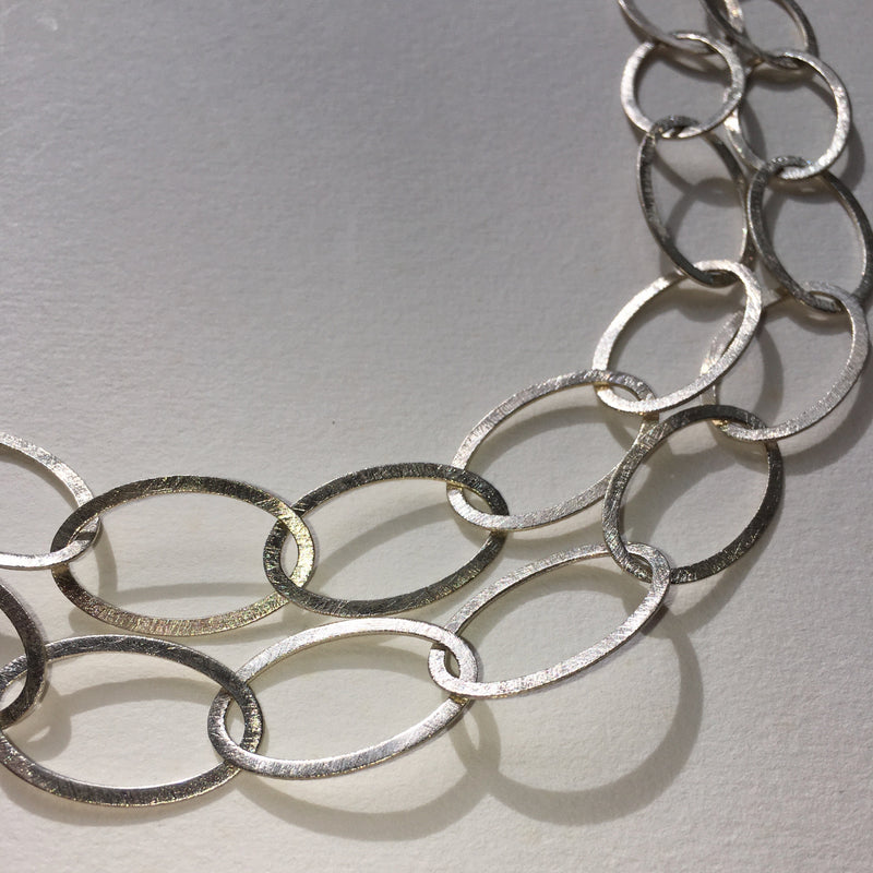 Sterling Silver Brushed Chain Necklace