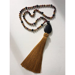 Mookaite and Onyx Tassel Necklace