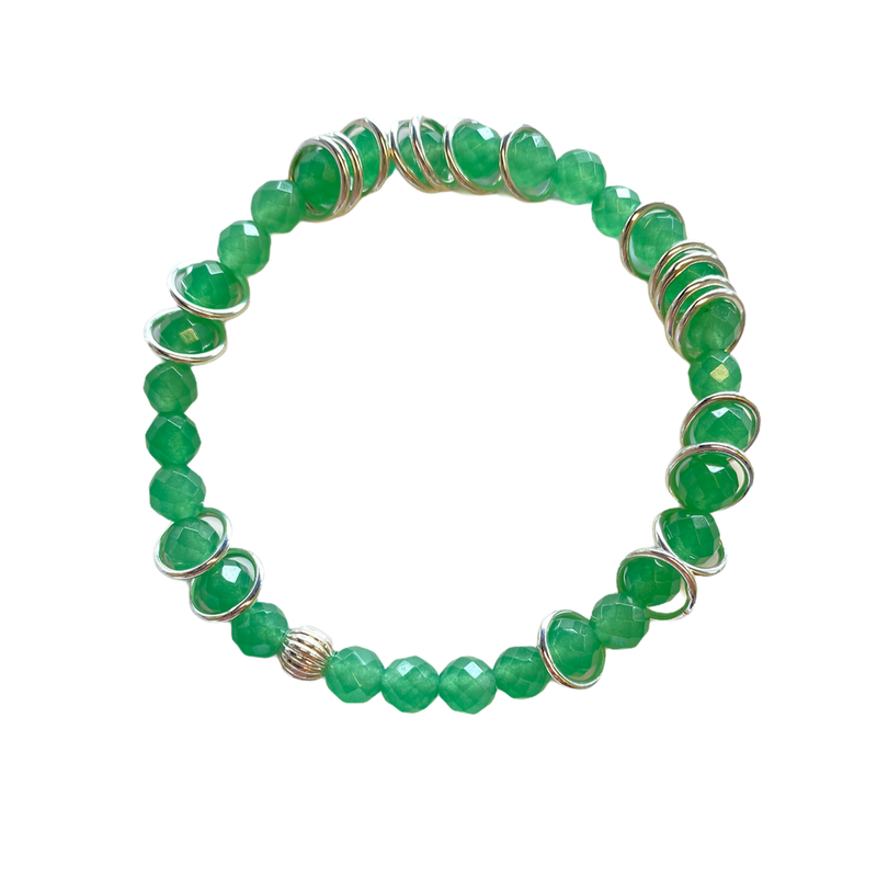 Aventurine - Silver Ring Bracelet