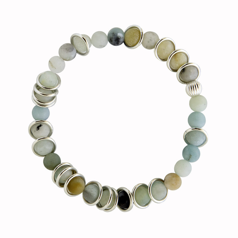 Joanna Salmond Jewellery Amazonite Bracelet with Sterling Silver Floating Rings