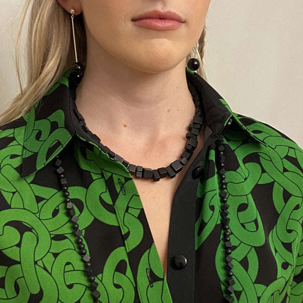 Cubed Necklace Wearing