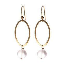 Hula Hoop Earrings - Gold and Frosted Quartz
