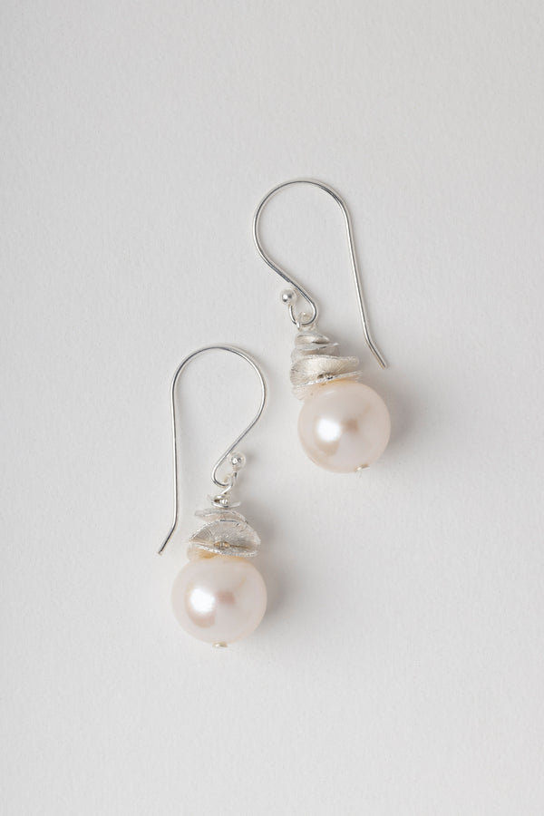 Pearl Silver Wave Earrings