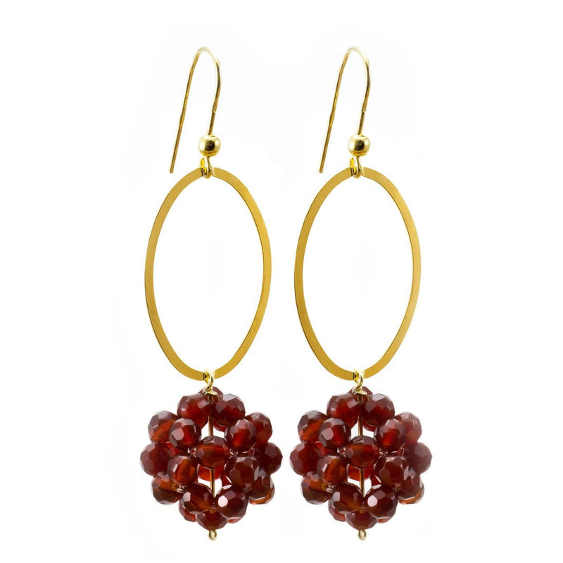 Hula Hoop Earrings - Gold and Garnet