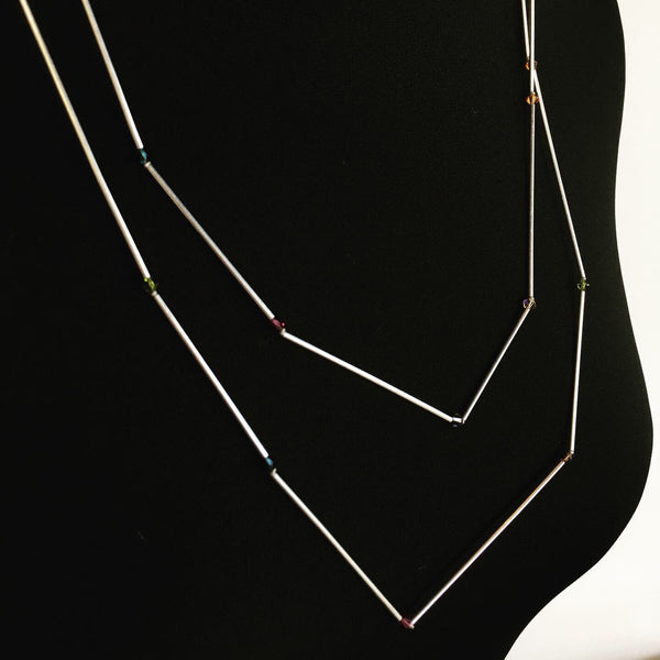 Geo Silver Jewel Necklace