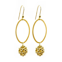 Gold Fine Lace Oval Earrings