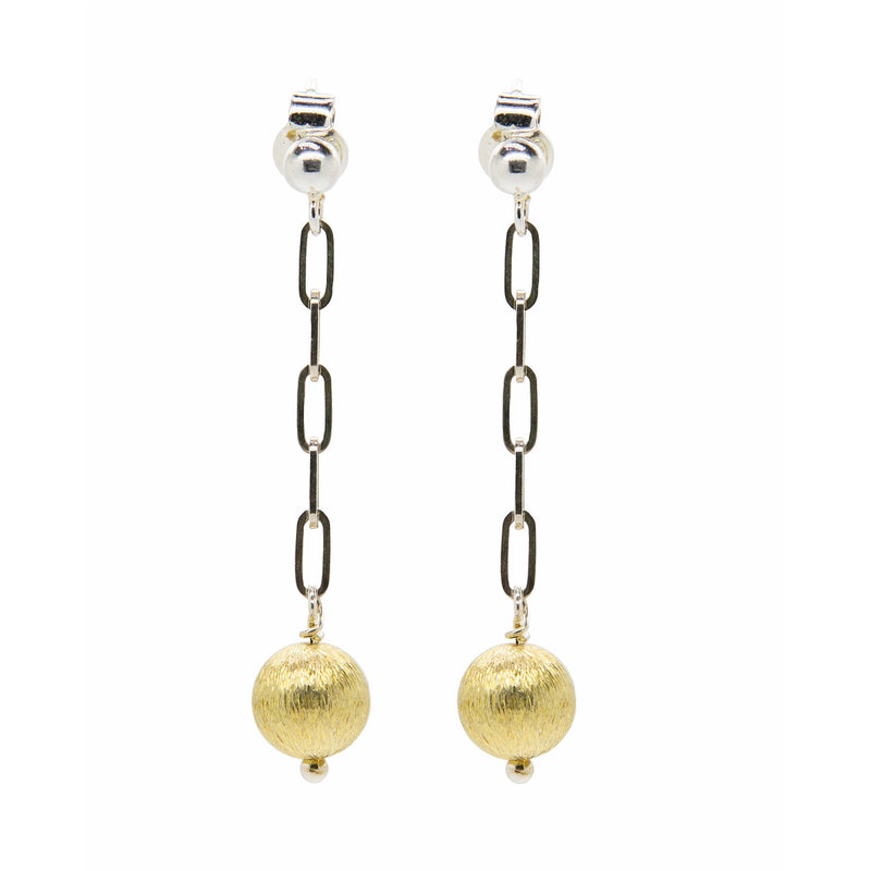 Mixed Metal Gold and Silver Drop Earrings