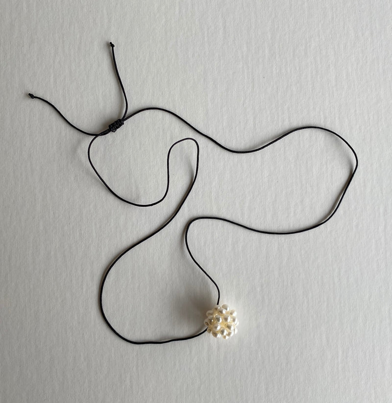 Lace Ball String Pendant - Pearl