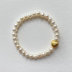 Love Heart Pearl Bracelet - Gold