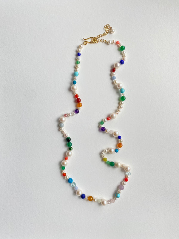 Jewel Gemstone and Pearl Necklace Size