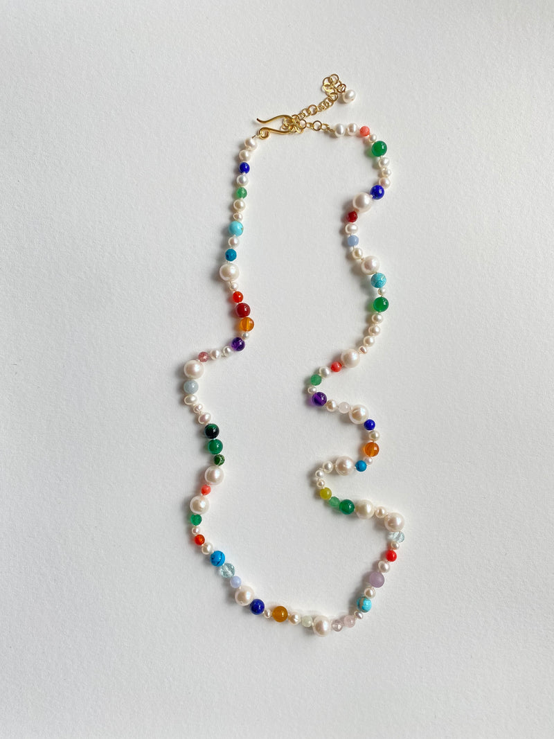 Jewel Gemstone and Pearl Necklace Size