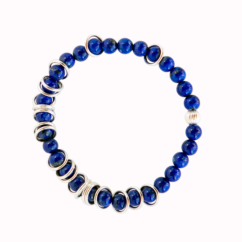 Lapis Lazulite Sterling Silver Ring Bracelet 