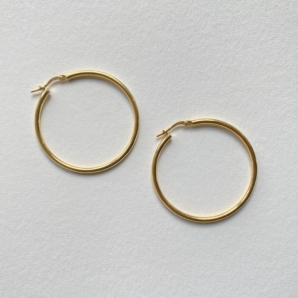 Gold Hoop Earrings 35mm Joanna Salmond Jewellery