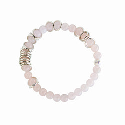 Silver Ring Bracelet - Rose Quartz