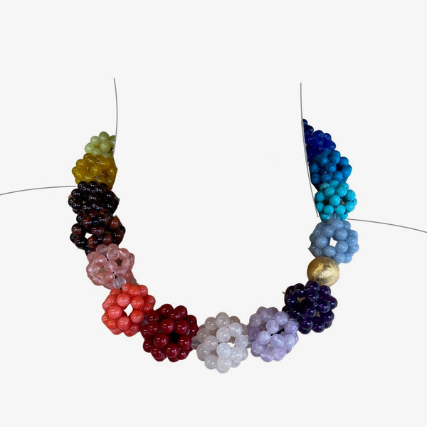 Spectrum Gemstone Necklace with Gold Magnetic Clasp