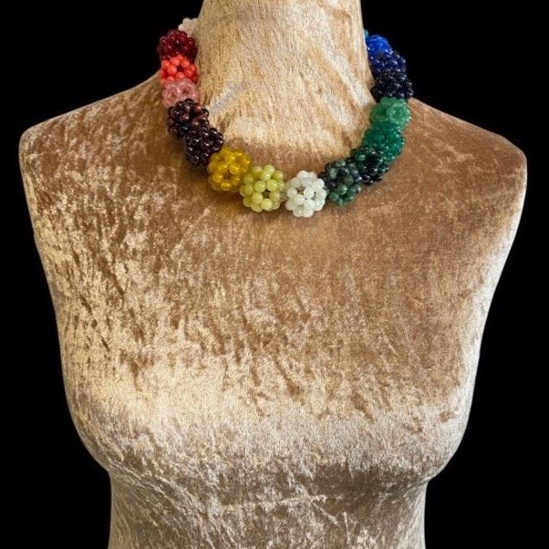 Spectrum Gemstone Necklace with Gold Magnetic Clasp Green