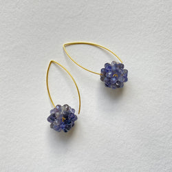 Iolite Lace Ball Earrings - Gold