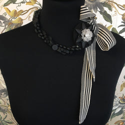 Onyx Tie It Up Ribbon Necklace