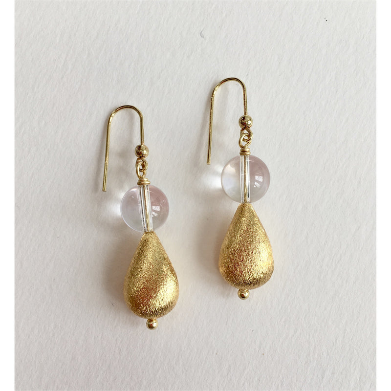 Quartz and Gold Teardrop Earrings