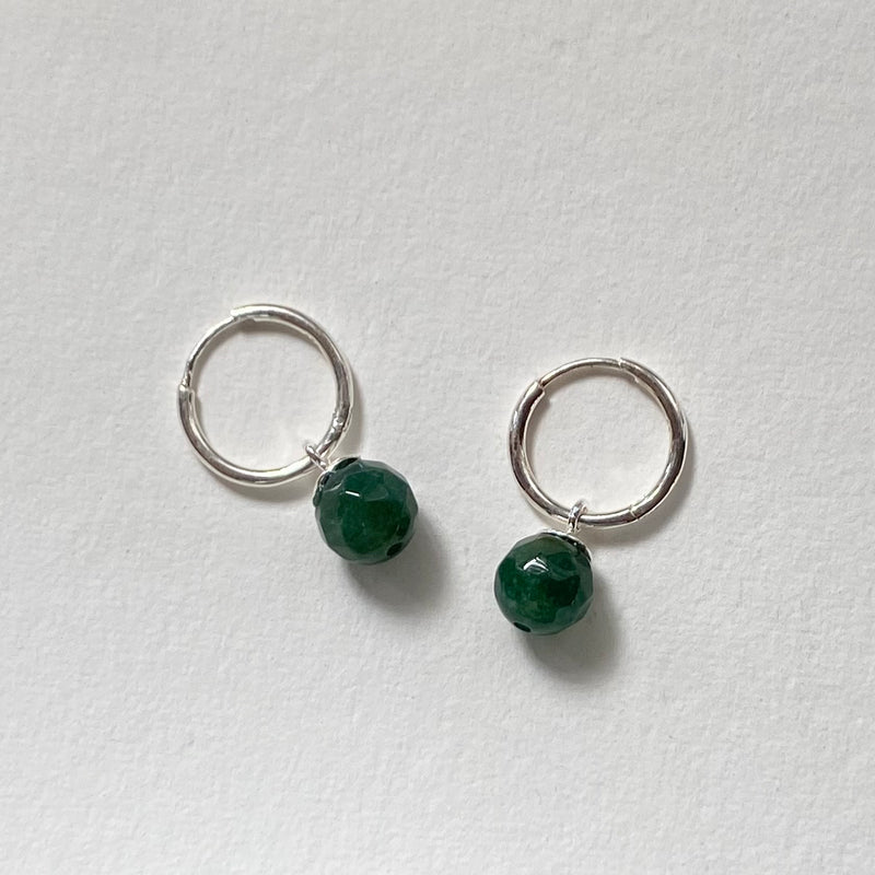 Moss Agate Sterling Silver Hoops