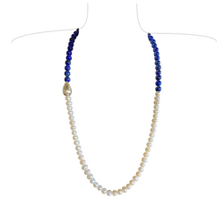 Lapis Lazuli and Pearl Half and Half Necklace