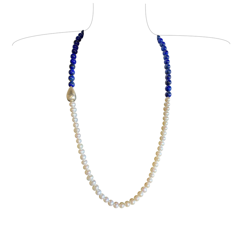 Lapis and 2025 pearl necklace