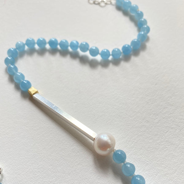 Aquamarine Match Stick necklace