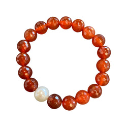 Serenity Pearl Bracelet- Red Agate