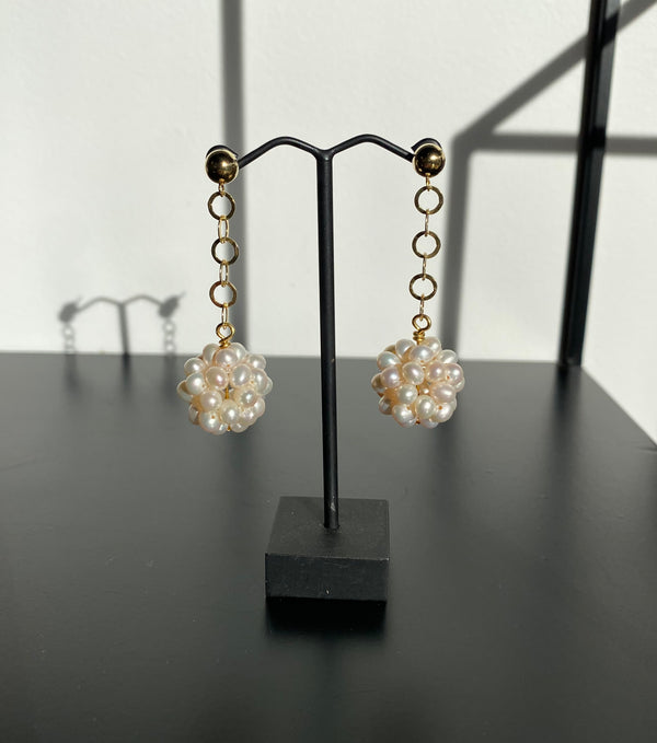Pearl Lace Ball Chain Earrings